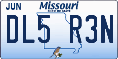 MO license plate DL5R3N