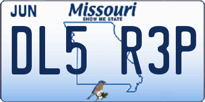 MO license plate DL5R3P