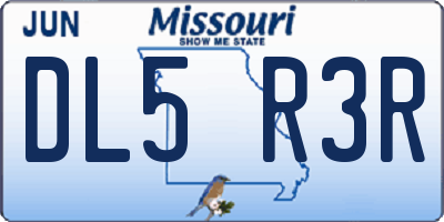 MO license plate DL5R3R