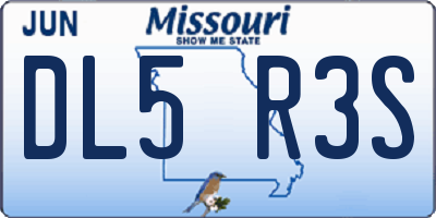 MO license plate DL5R3S