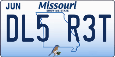 MO license plate DL5R3T