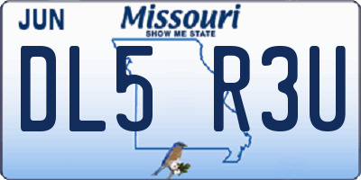 MO license plate DL5R3U