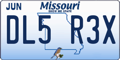 MO license plate DL5R3X
