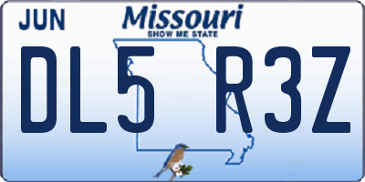 MO license plate DL5R3Z
