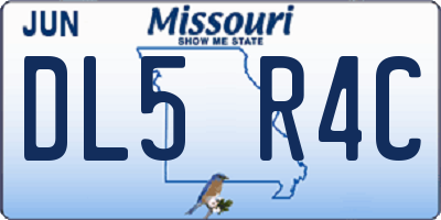 MO license plate DL5R4C