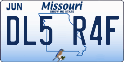 MO license plate DL5R4F