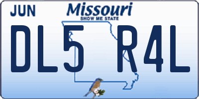 MO license plate DL5R4L