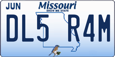 MO license plate DL5R4M