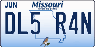 MO license plate DL5R4N