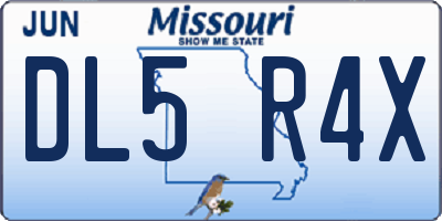 MO license plate DL5R4X