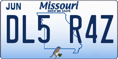MO license plate DL5R4Z