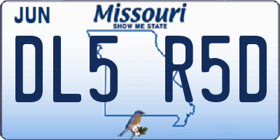 MO license plate DL5R5D