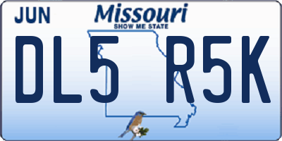 MO license plate DL5R5K