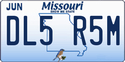 MO license plate DL5R5M