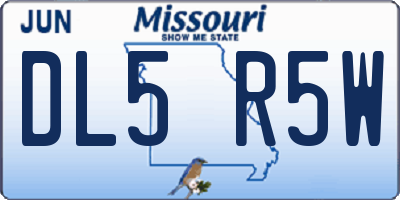 MO license plate DL5R5W
