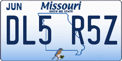 MO license plate DL5R5Z
