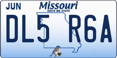 MO license plate DL5R6A