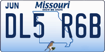 MO license plate DL5R6B