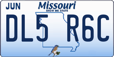 MO license plate DL5R6C