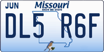 MO license plate DL5R6F