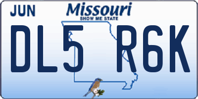 MO license plate DL5R6K
