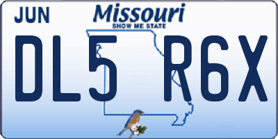 MO license plate DL5R6X
