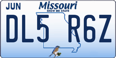 MO license plate DL5R6Z