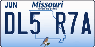 MO license plate DL5R7A