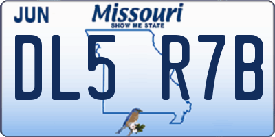 MO license plate DL5R7B