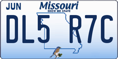 MO license plate DL5R7C