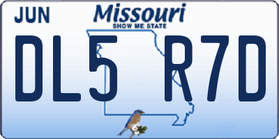 MO license plate DL5R7D