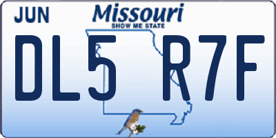 MO license plate DL5R7F