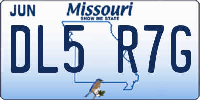 MO license plate DL5R7G