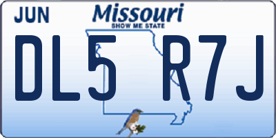MO license plate DL5R7J