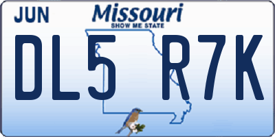 MO license plate DL5R7K
