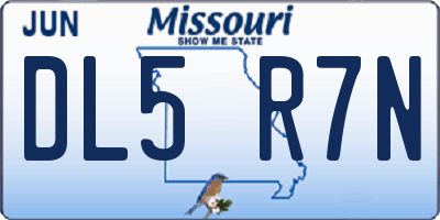 MO license plate DL5R7N