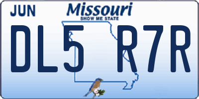 MO license plate DL5R7R