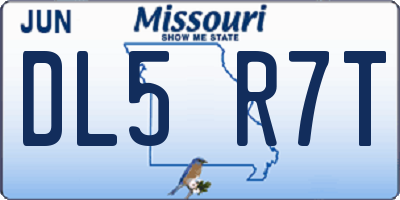 MO license plate DL5R7T