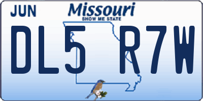 MO license plate DL5R7W