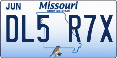 MO license plate DL5R7X