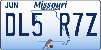 MO license plate DL5R7Z