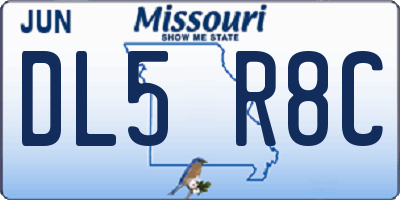 MO license plate DL5R8C