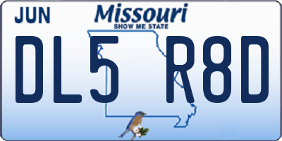 MO license plate DL5R8D