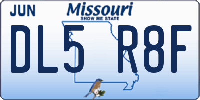 MO license plate DL5R8F