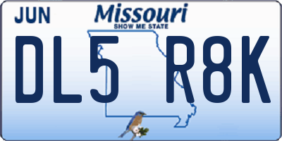 MO license plate DL5R8K