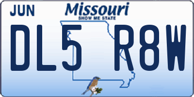 MO license plate DL5R8W