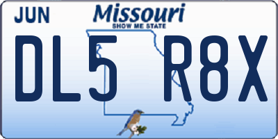 MO license plate DL5R8X