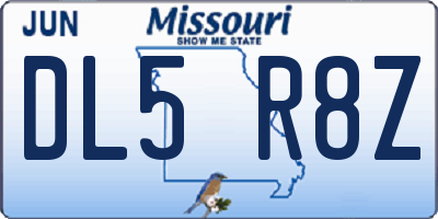 MO license plate DL5R8Z