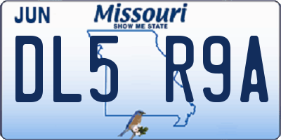 MO license plate DL5R9A