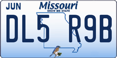 MO license plate DL5R9B